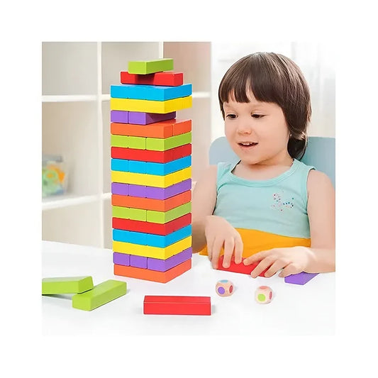 Wooden Stacking Jenga Tower – 54 Pieces Multicolor
