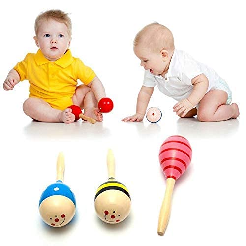 SHORO Handcrafted Wooden Baby Rattle Egg Shaker Set of 2