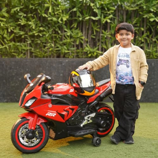 Toy House Battery Operated Ride-On Bike for Kids 3 to 8 Years - B018-Red