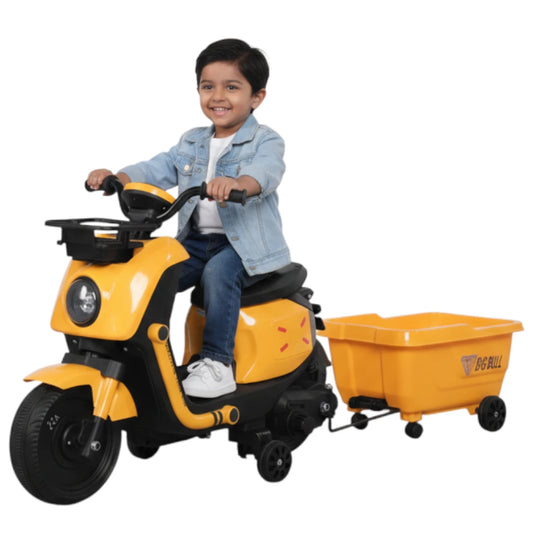 Toy House EV NIU Ride-On Scooter with Trailer for Kids EV06-Yellow - Age 3+