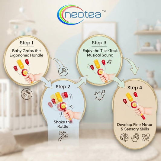 Neotea Handcrafted Wooden Baby Rattle Toy