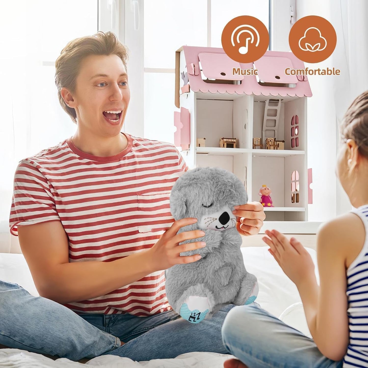 Breathing Otter Soothing Plush Toy with Rhythmic Motion and Music