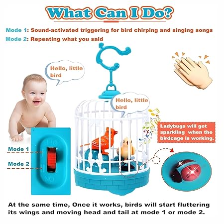 TIPTOP Talking Bird Toy for Kids | Repeats What You Say | Singing, Speaking, and Dancing Bird Toy| Funny Education Toys for Children Playing at Home - Random Colour