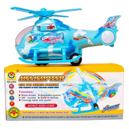 TOYVALA Musical Force Helicopter Bump and Go Lights and Music Toy