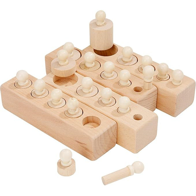 Montessori Wooden Cylinder Sorting Game: Educational Puzzle Blocks for Toddlers