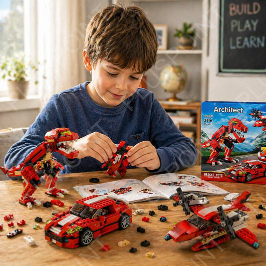 PLUSPOINT dinosaur blocks 3-in-1 Dinosaur Building Blocks Set Toy