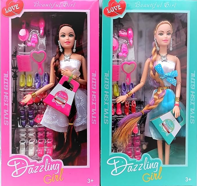 Cri8Hub Long Hair Princess Fashion Doll Playset with Movable Joints