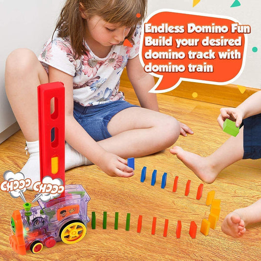OCTRA Automatic Domino Train: Sound, Light, Colorful Brick Laying Fun