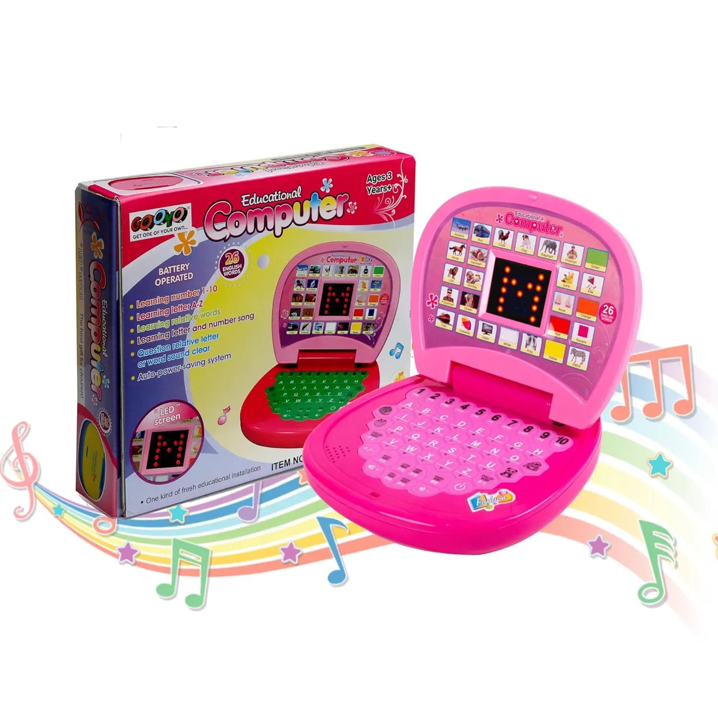 TIPTOP Educational Learning Laptop Toy with LED Display and Music Effect