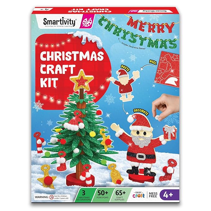 Smartivity Christmas Craft Kit: Build Festive Tree & Santa DIY Activity