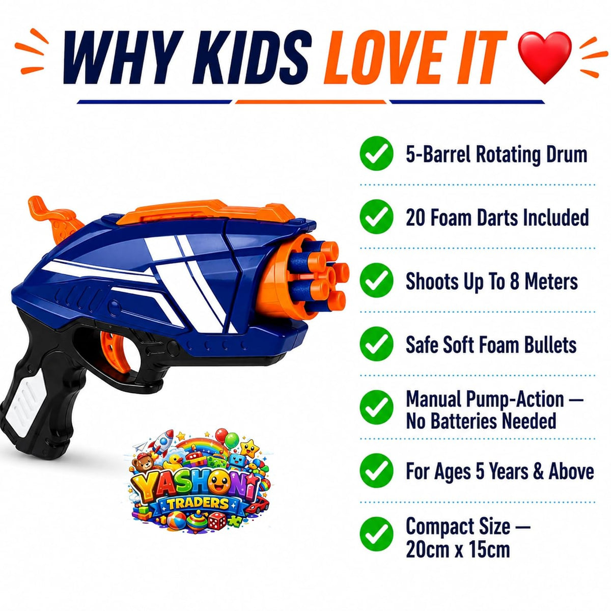 Yashoni Hot Fire Foam Blaster Toy Gun for Kids with 20 Soft Foam Bullets