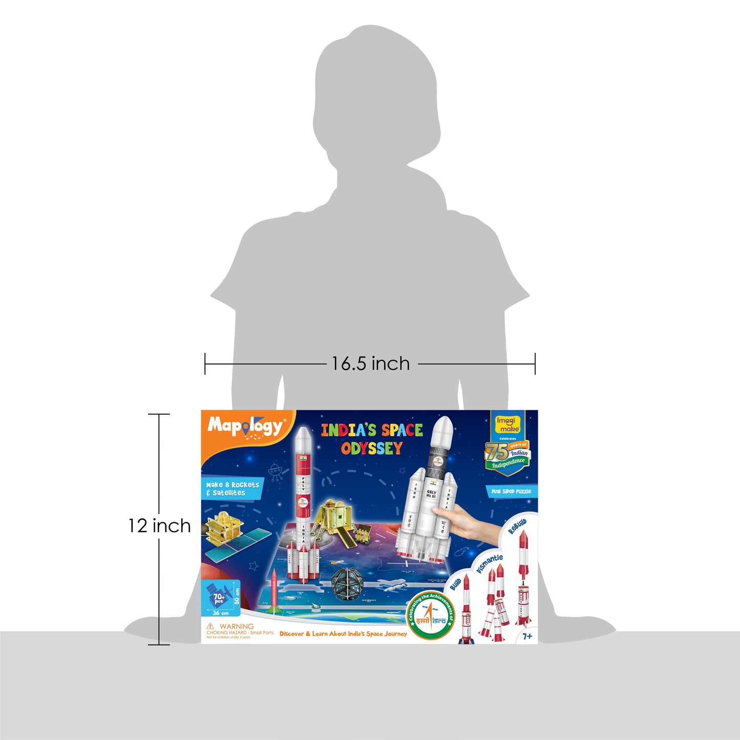 Imagimake Mapology India's Space Odyssey: Educational Rocket Satellite Model Kit & Puzzle