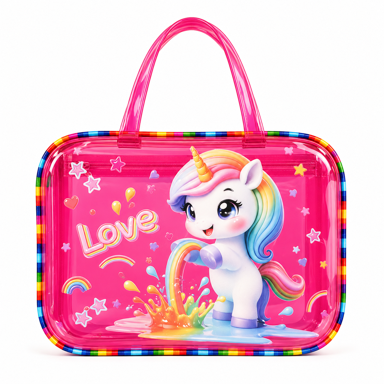 Transparent Printed Neon Jelly Bag | Waterproof PVC Beach Bag