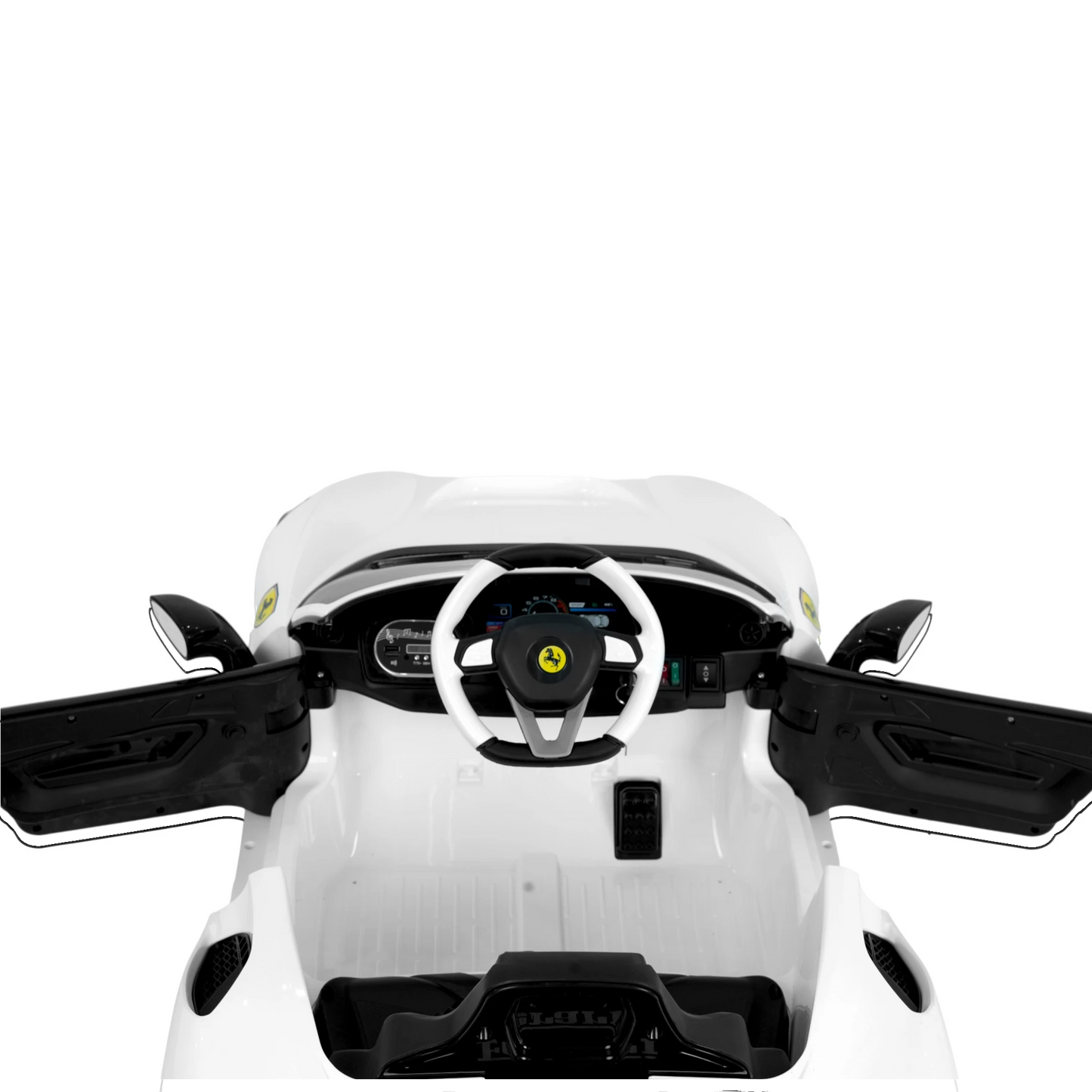 Toy House Battery Operated Ride-On Car for Kids - White With Black