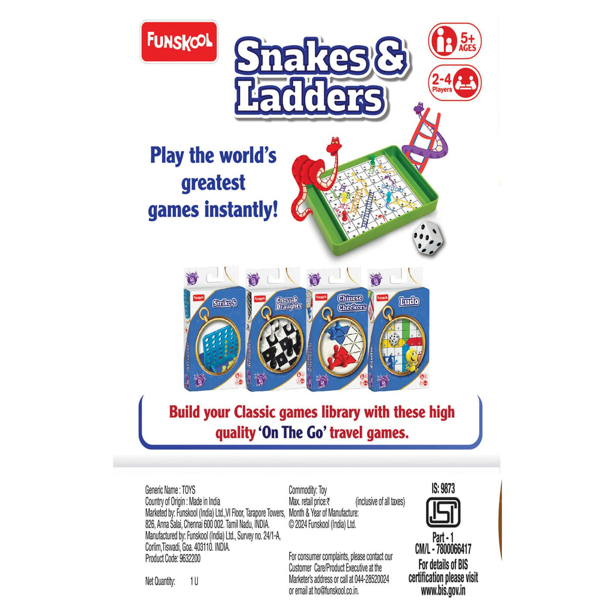 Funskool Travel Snakes and Ladders | Folded Compact View