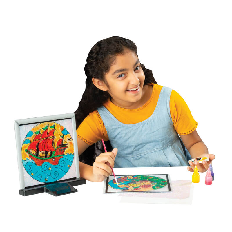 Funskool DIY Glass Painting Art Set for Creative Kids Stained Glass Effect