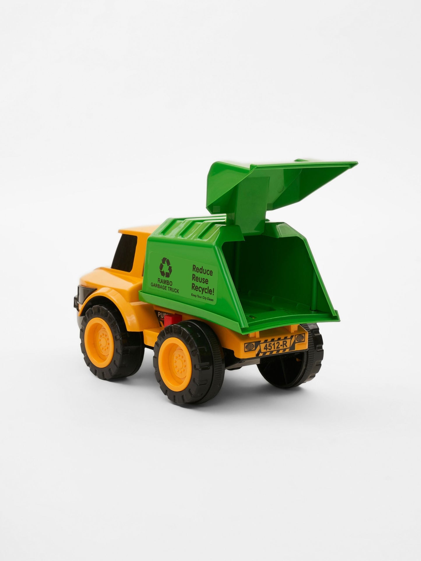 RAMBO Realistic Friction Powered Garbage Truck Toy Kids Educational Waste Management