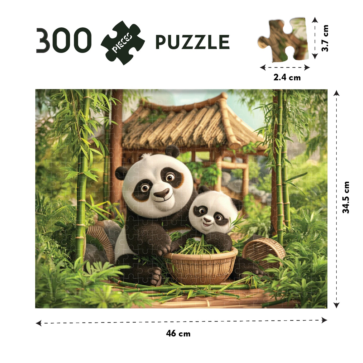 Charming Panda Jigsaw Puzzle: 300 Pieces, Premium Quality, Educational Fun for All Ages