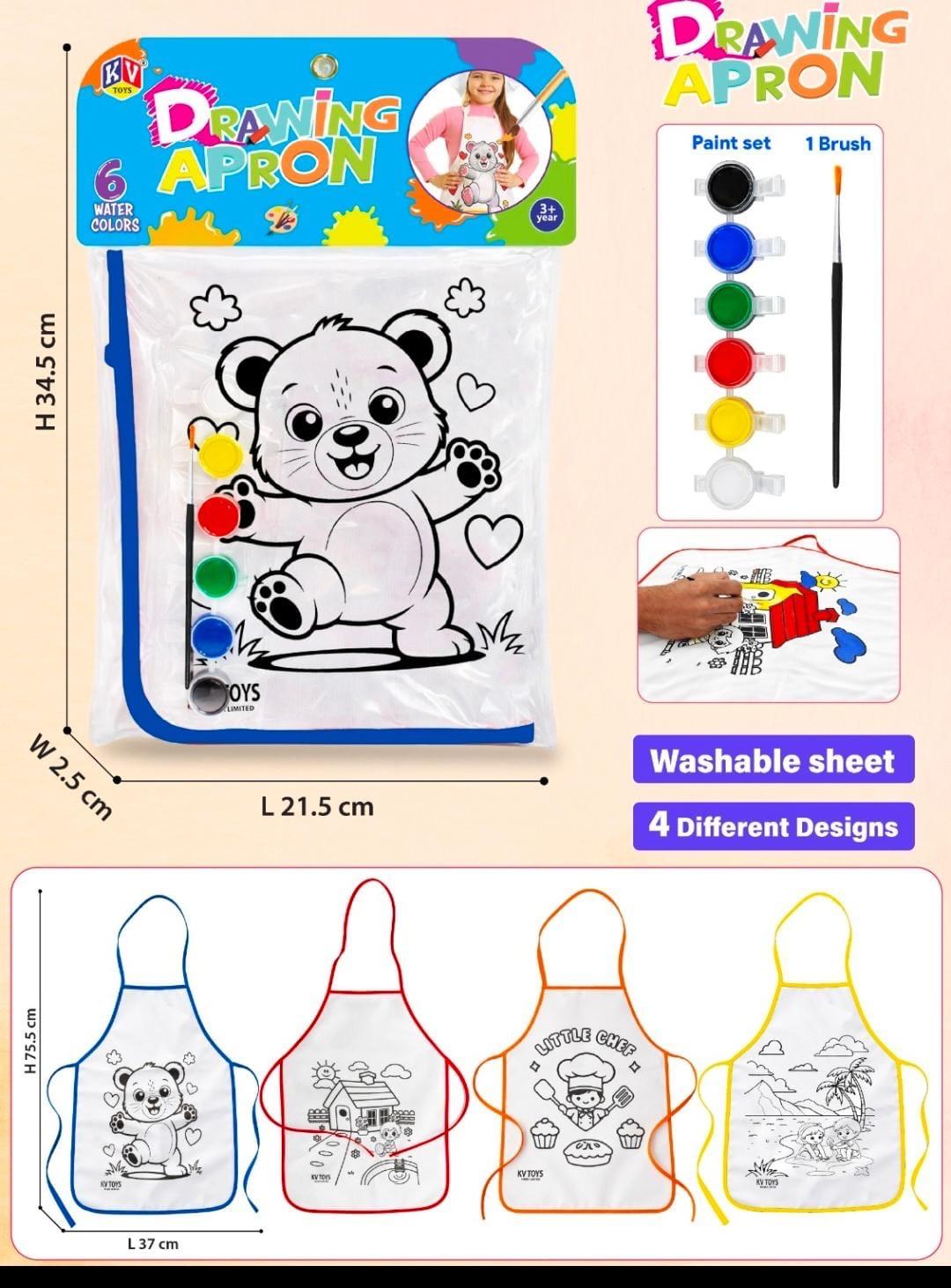 TIPTOP Washable Colouring Apron Set | DIY with Included Water Colours