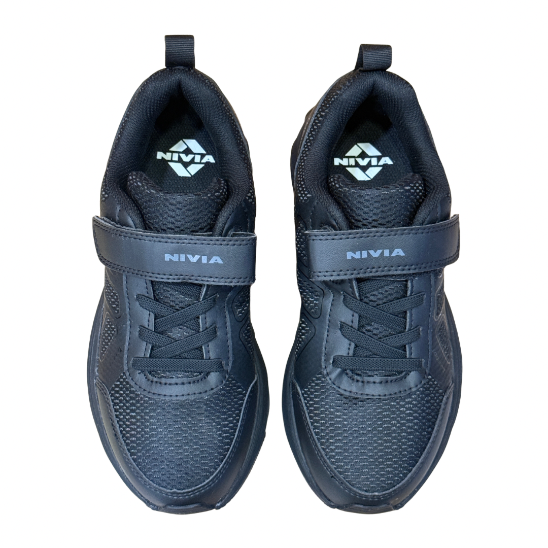 Nivia Velcro School Shoes for Boys & Girls Black