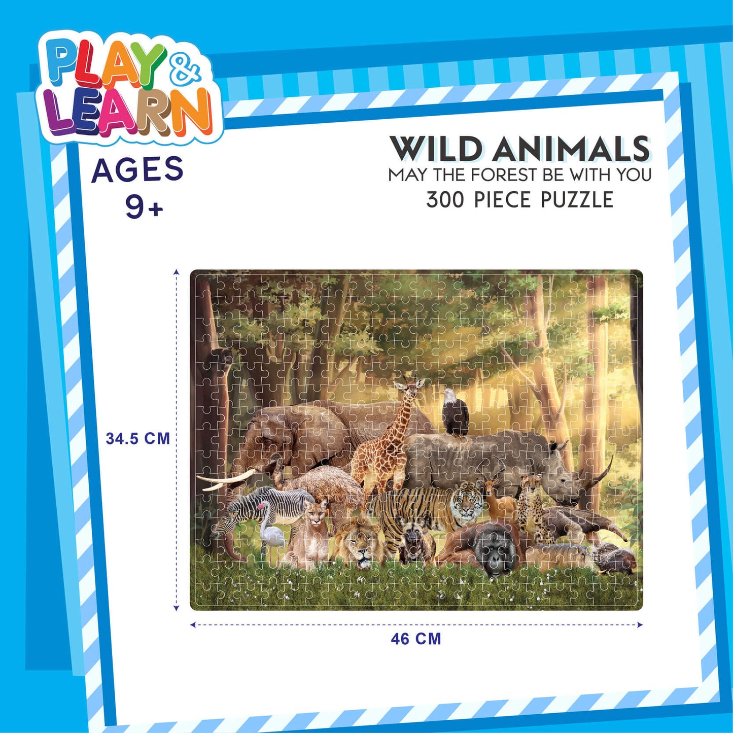 Vibrant Wild Animals 300-Piece Jigsaw Puzzle for Kids & Adults