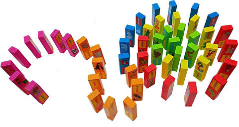IndusBay 54-Piece Animal Cartoon Wooden Stacking Tower Game for Kids