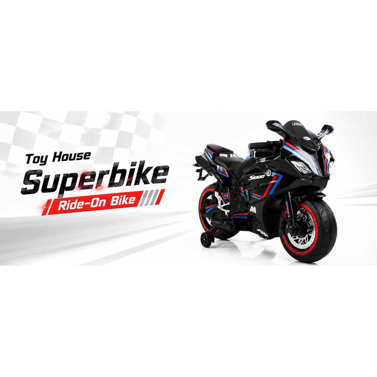 Toy House Battery Operated Ride-On Bike for Kids Age 3-8 - B018-Black
