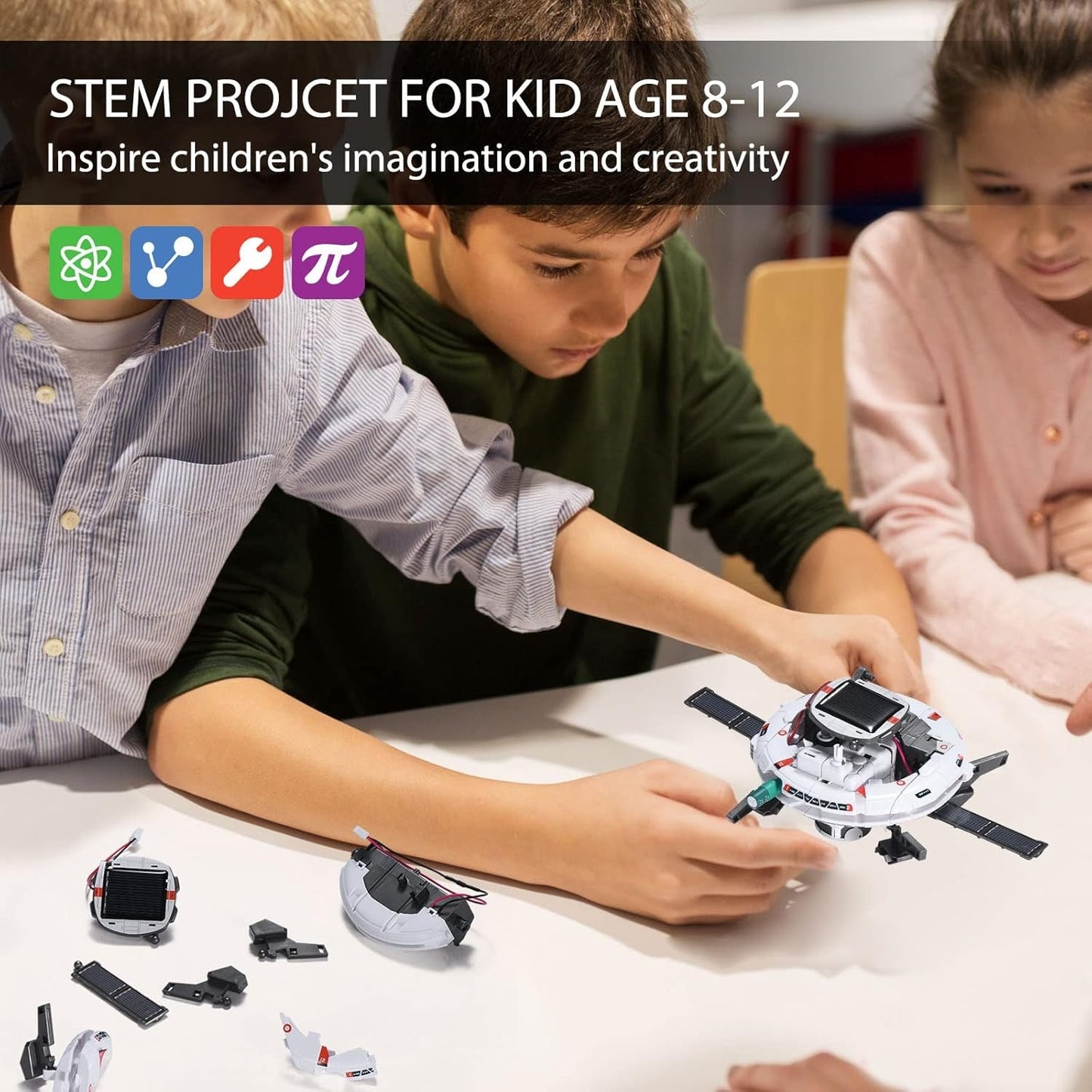 TIPTOP 6-in-1 Space Solar Robot Kit for Kids STEM Building Toy
