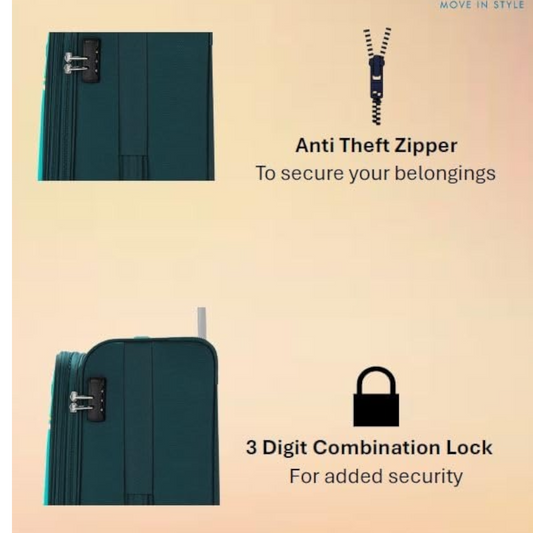 Skybags Autumn Polyester 8 Wheels Trolley Bag with Anti-Theft Zipper & 3-Digit Lock | 5 Year Warranty (Black, Small (55 cm))