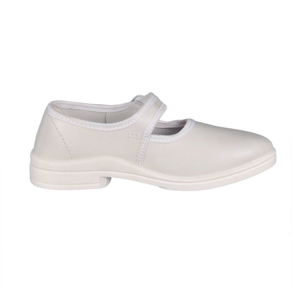 Odyssia School Shoes with Buckle for Girls CL4012 - White