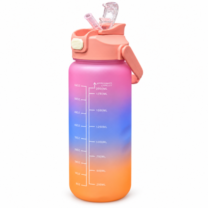 Motivational Water Bottle 3pcs Set with Time Markers Water Lines - 2000ml, 900ml,300ml