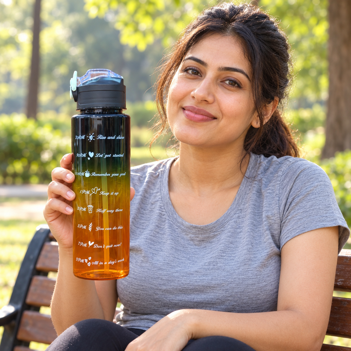 Motivational Water Bottle 900 ML | BPA-Free with Leak-Proof