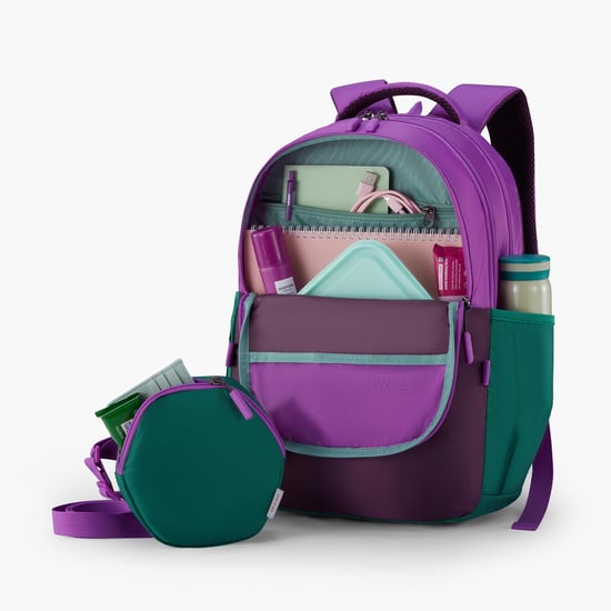 American Tourister Zipper Hestia 3.0 Polyester Men's Backpack (Free Size, Purple) With 1 Year Warranty