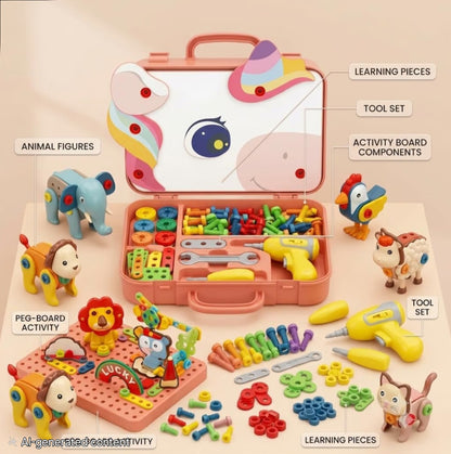 DIY Creative Puzzle Box 232 Pcs – STEM Building & Assembly Kit with Electric Screwdriver, Construction Toy