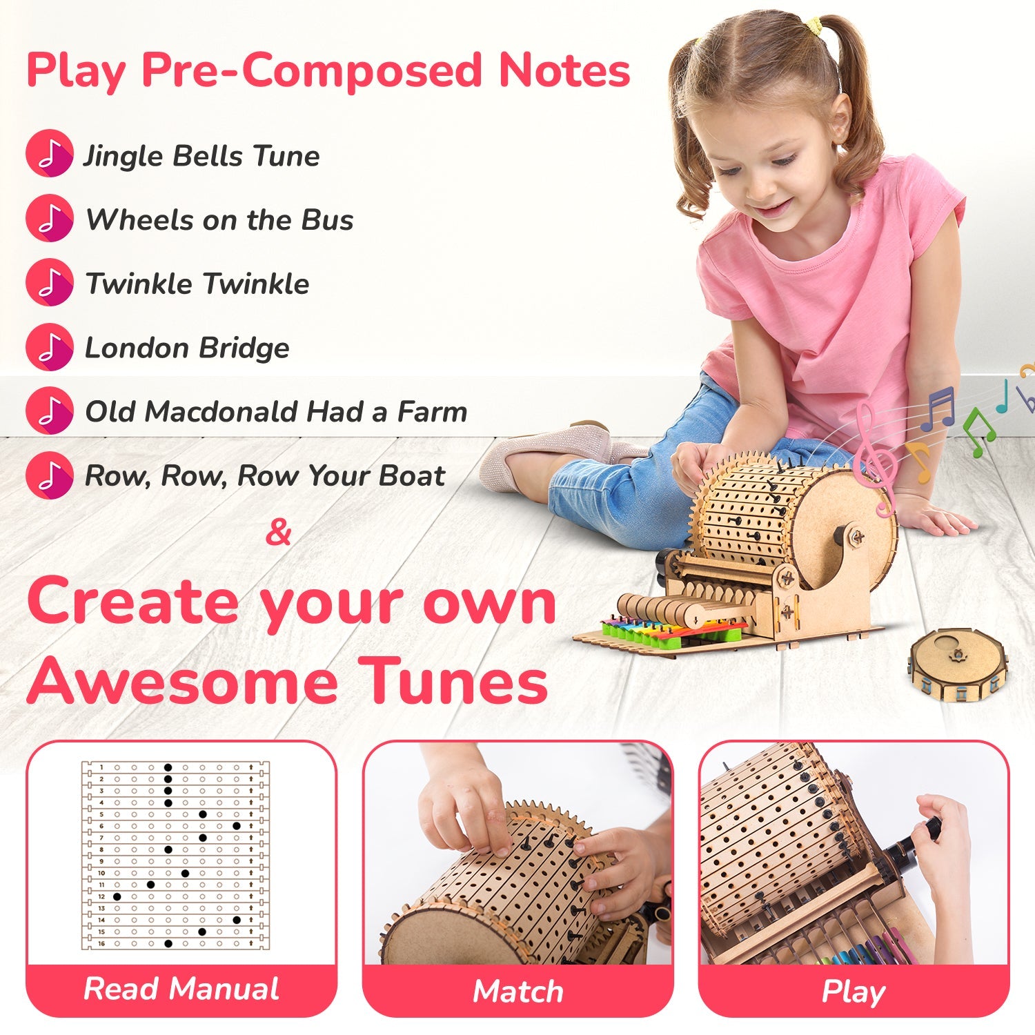 Xylofun Music Machine STEM Construction Toy: Learn Music, Gears, Boost Creativity