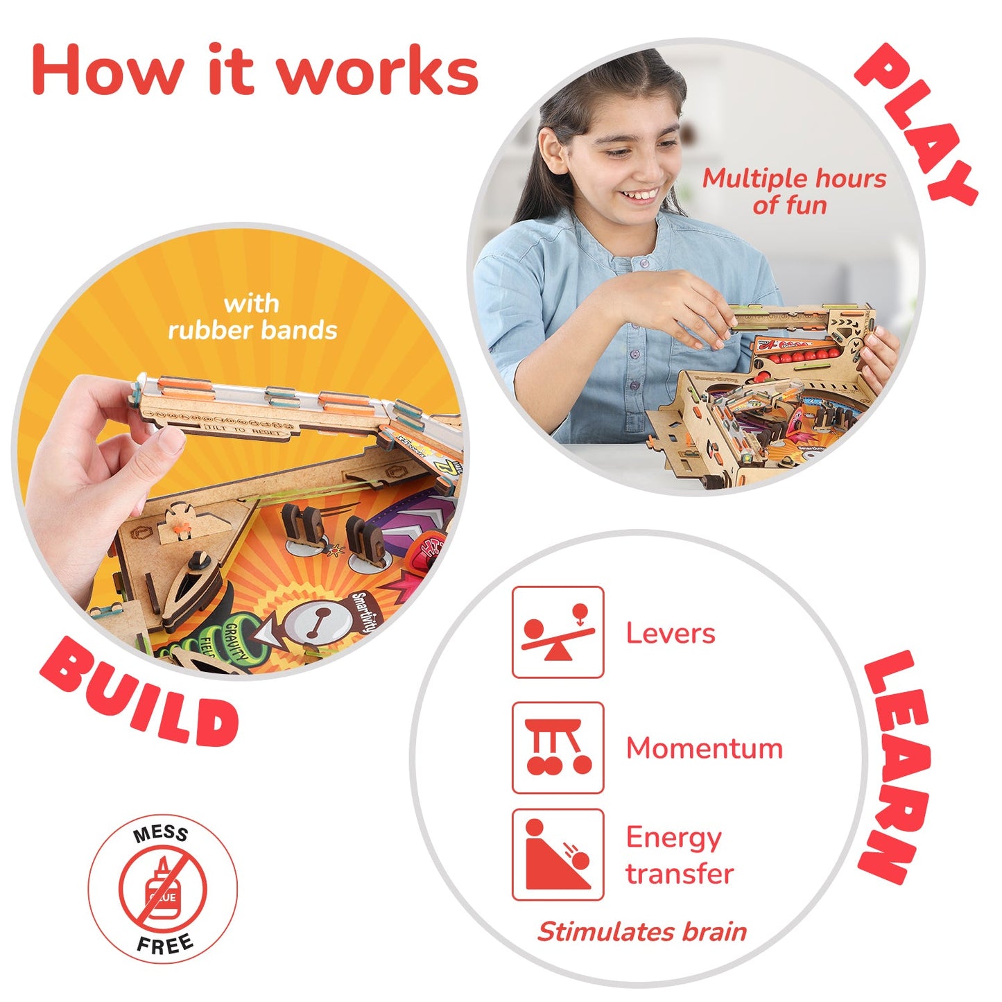 Build Your Own Wooden Pinball Machine: DIY STEM Kit for Kids 8+