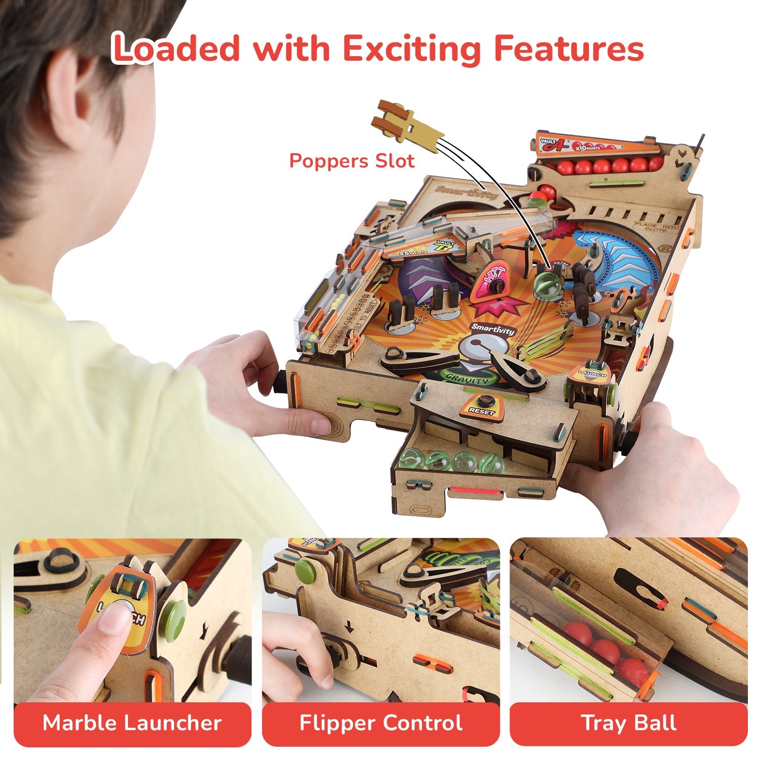 Build Your Own Wooden Pinball Machine: DIY STEM Kit for Kids 8+