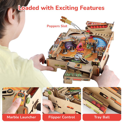 Build Your Own Wooden Pinball Machine: DIY STEM Kit for Kids 8+