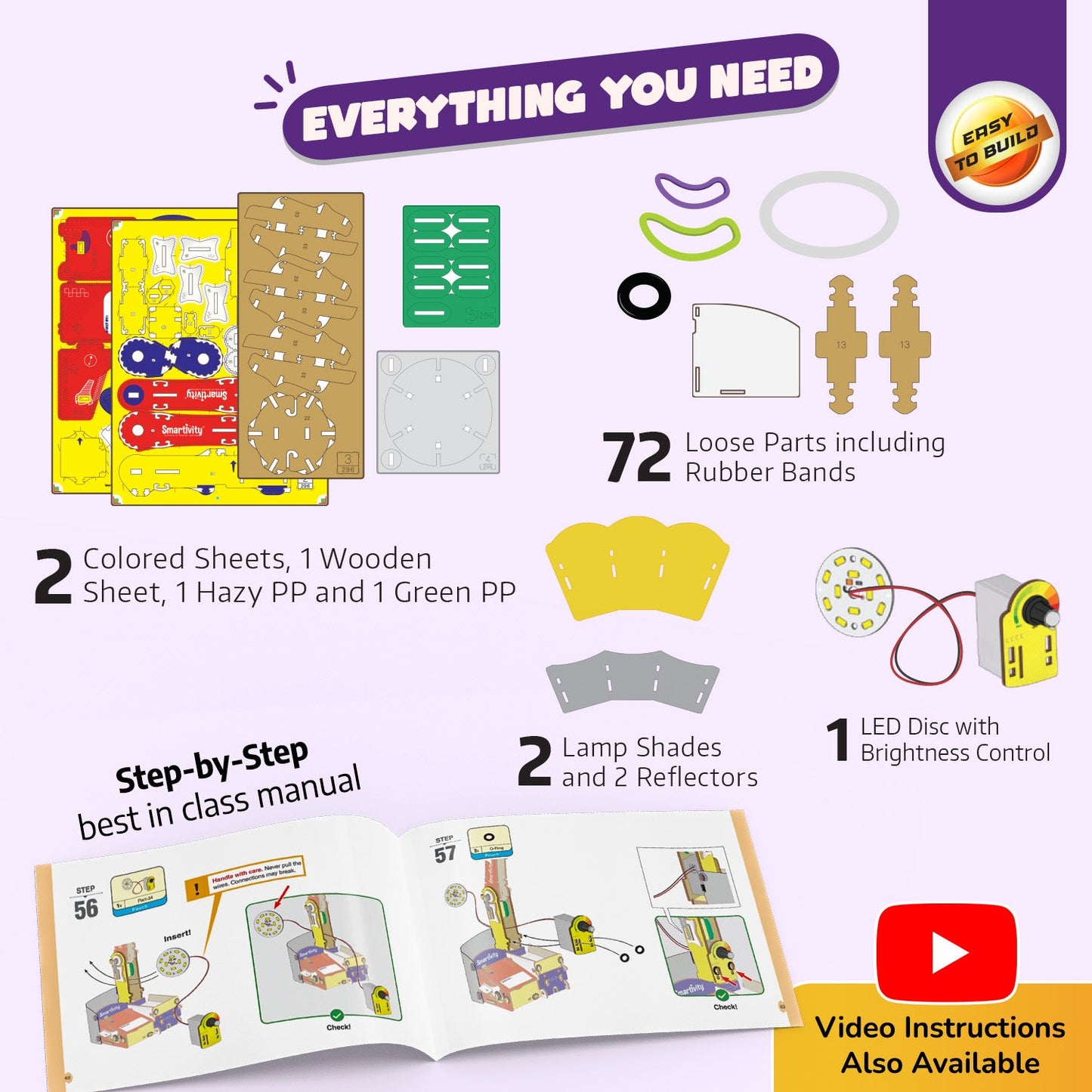 DIY STEM Educational Table Lamp Building Kit for Kids 8-14 Years with Organizer