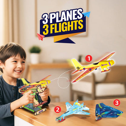 DIY STEM Airplane Launcher Kit: Build Fighter, Glider, Stealth Jets