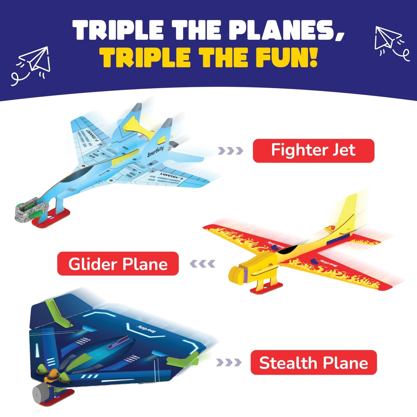 DIY STEM Airplane Launcher Kit: Build Fighter, Glider, Stealth Jets