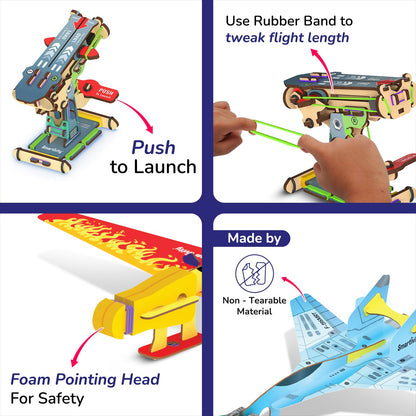 DIY STEM Airplane Launcher Kit: Build Fighter, Glider, Stealth Jets