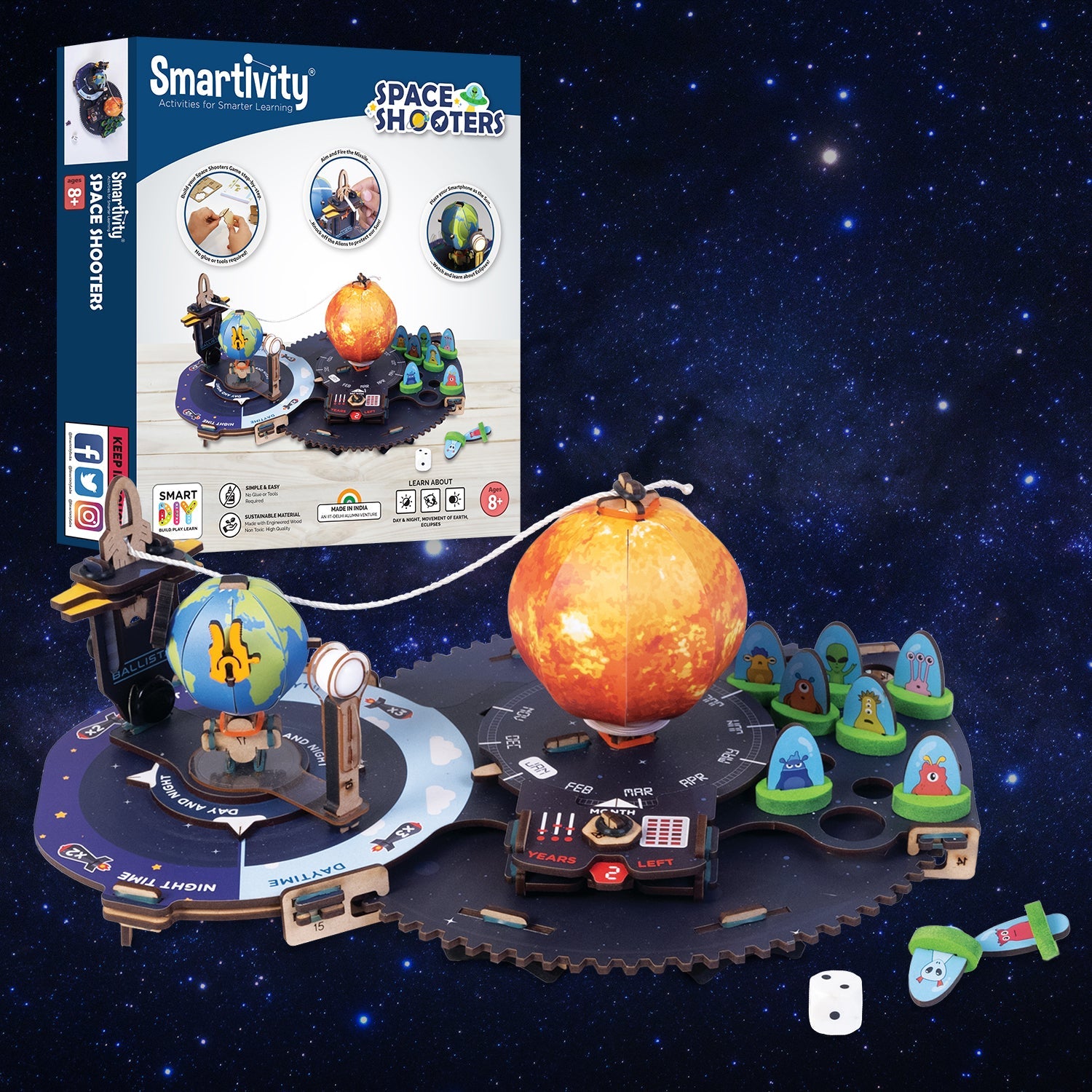 Smartivity Space Shooters DIY STEM Toy: Build & Learn Planetary Motion
