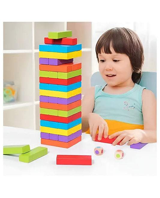 Wooden Stacking Jenga Tower – 54 Pieces Multicolor