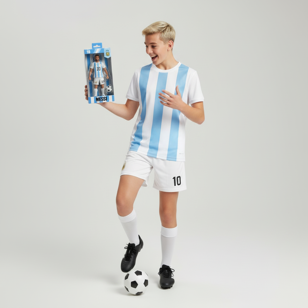 Football Player Messi & Ronaldo Action Figure Set with Ball for Kids