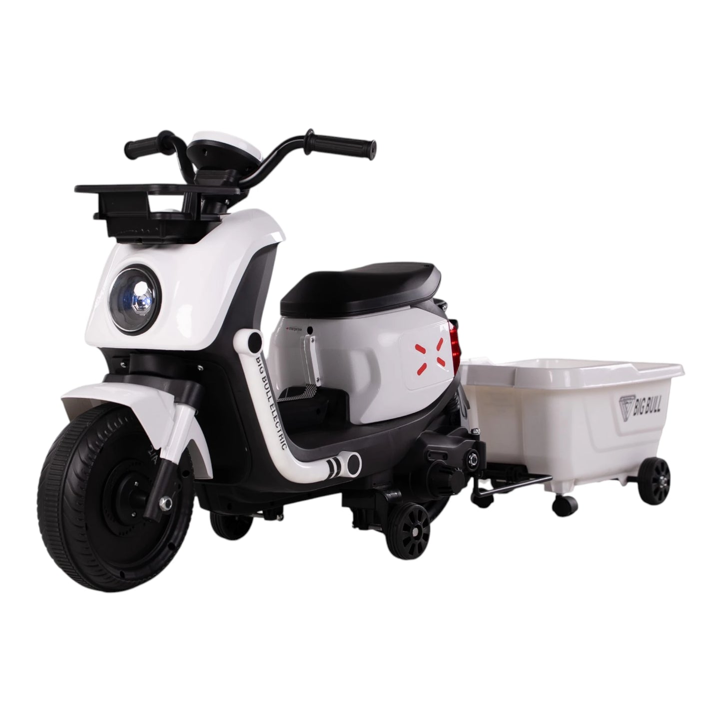 Toy House EV NIU Ride-On Scooter with Trailer for Kids EV06-White - Age 3+