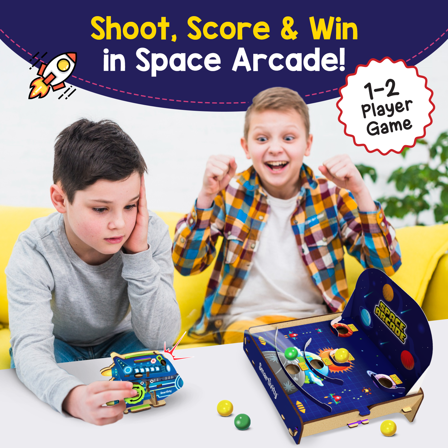 Smartivity Space Arcade STEM Construction Toy: DIY Educational Game for Kids 6-14 Years