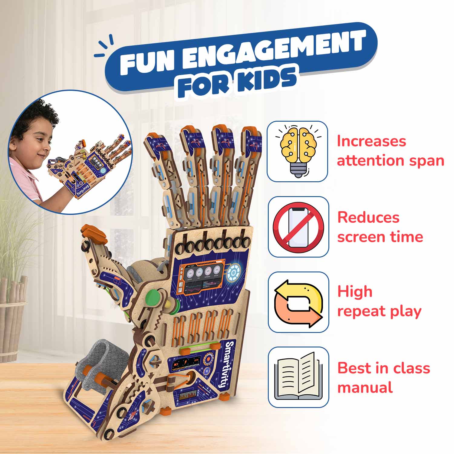 Smartivity Robotic Mechanical Hand DIY STEM Kit: Build & Learn Engineering, Anatomy