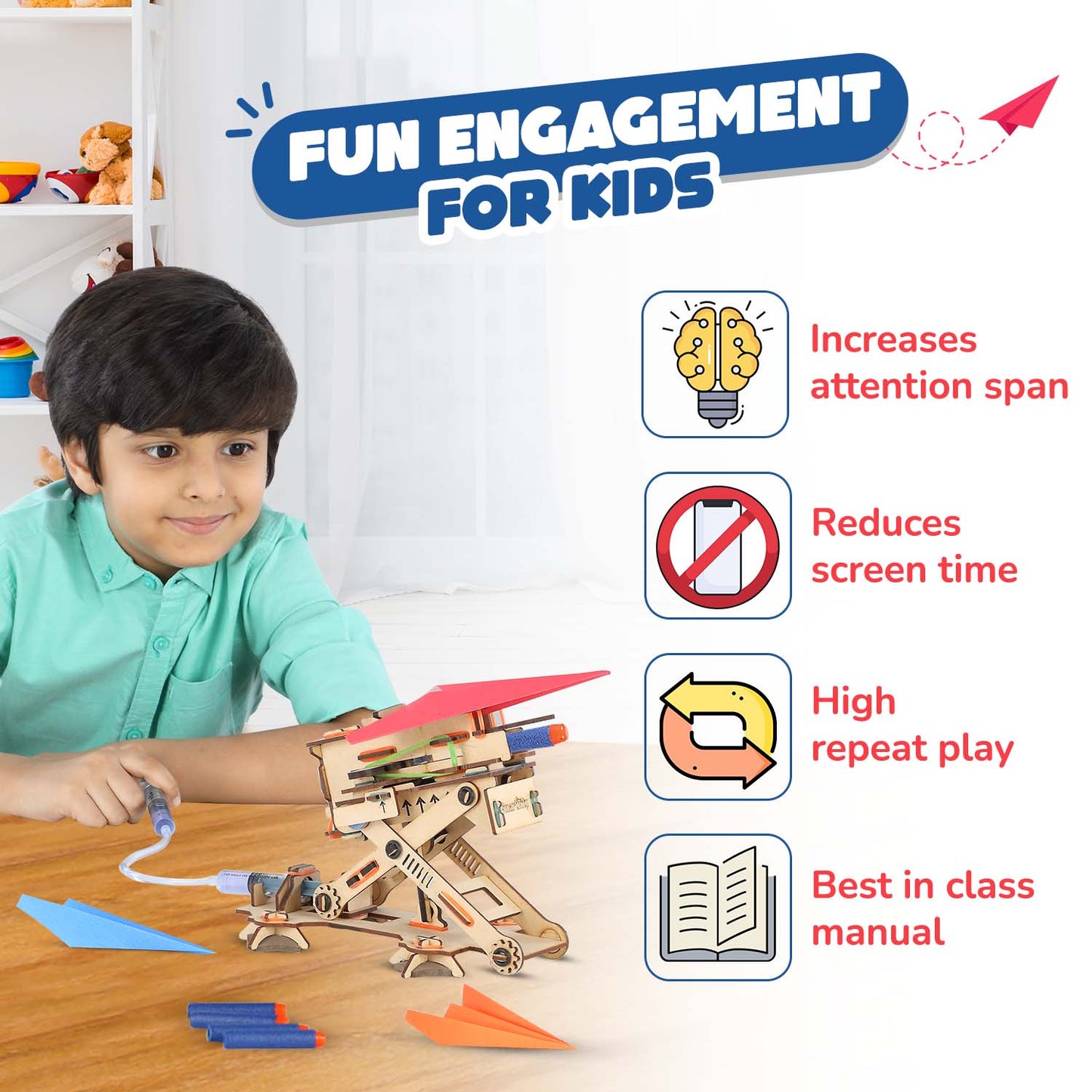 DIY Hydraulic Plane Launcher: STEM Educational Construction Toy for Kids 6-10