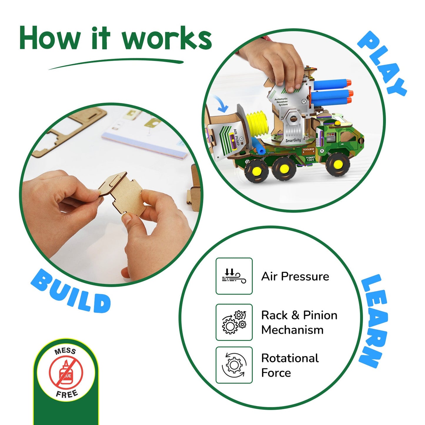 STEM Air-Powered Missile Truck Construction Toy Kit - Ages 8-14 Years